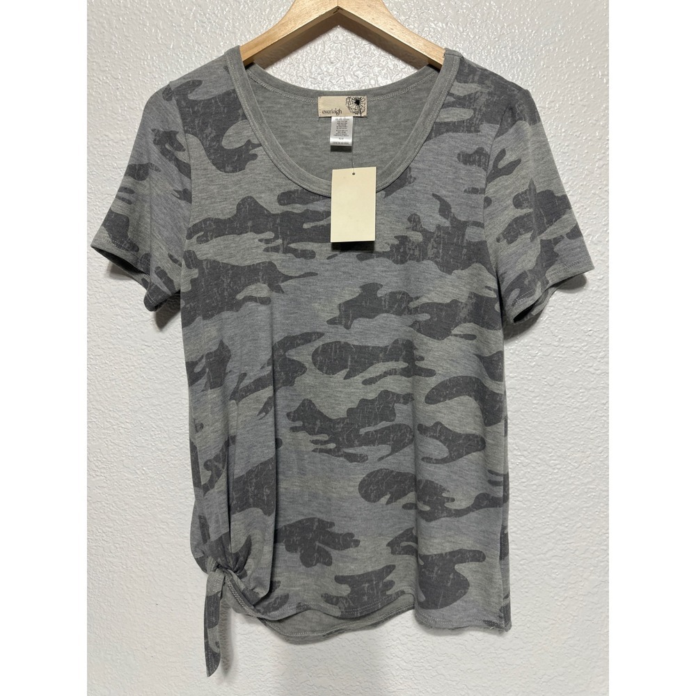 everleigh Women's Gray Camouflage  Short Sleeve T-Shirt Top S/P